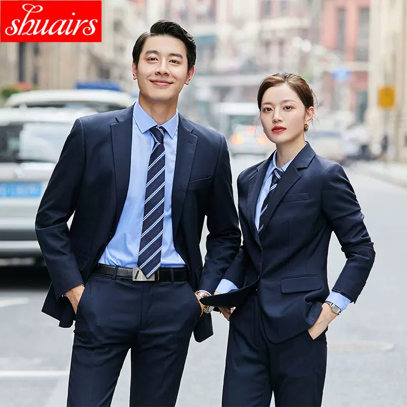 2020新款秋冬款男女同款西装套装上班休闲职业装情侣装两粒扣西装