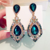 Earrings, fashionable accessory, retro crystal, European style, with gem