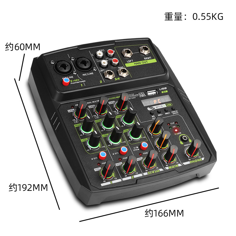 국경 간 뜨거운 판매 소스 제조 업체 블루투스 사운드 카드 4 방향 믹서 홈 민간 성능 단계 USB 작은