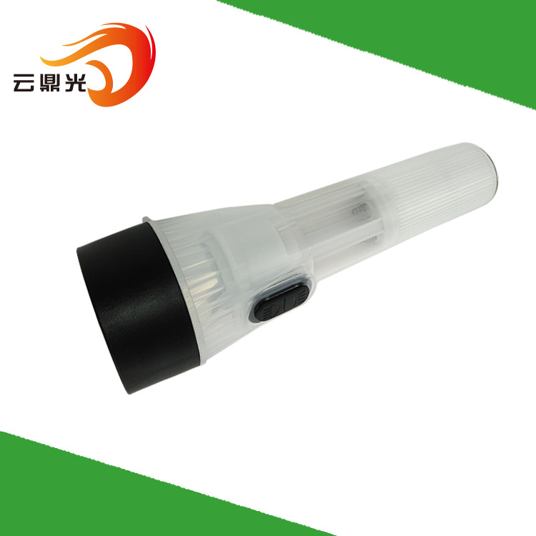 白光+紅色LED多功能手電筒 5號或7號電池供電 帶磁鐵 透明大身