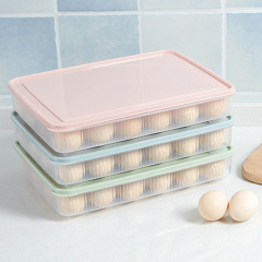 Egg Protection Tray with 24 Compartments, Anti-Slip, Kitchen Refrigerator Food Preservation Box with Lid, Stackable Egg Storage Container