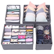 内衣收纳盒4件套文胸袜子抽屉式整理箱无纺布家用折叠分格储物盒