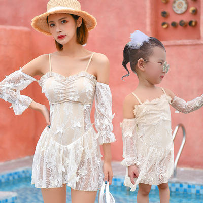 2020 Japan and South Korea Parenting Swimsuit sexy Self cultivation butterfly Lace fashion fairy Conjoined Skirt Swimwear