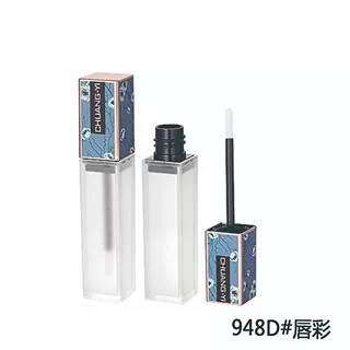 热款长方形透明瓶唇釉3D彩印包材细长纤维唇彩刷头唇彩膏彩妆包材
