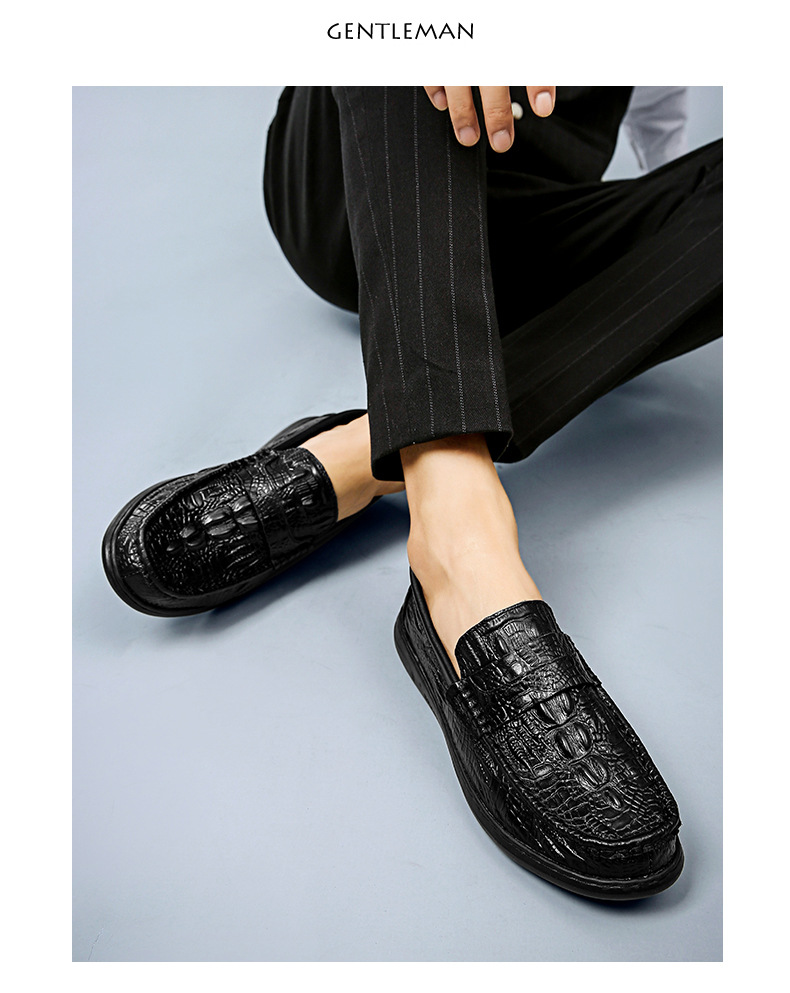 New men's genuine leather crocodile pattern loafers