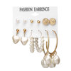 Earrings from pearl with tassels, acrylic set, European style