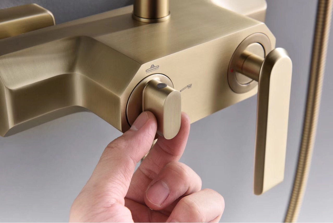 Description Picture 3 of itemBrushed Gold Shower System 10" Shower Faucets Bathroom Rain Shower Head 3-Setting Handheld Shower Faucet Set