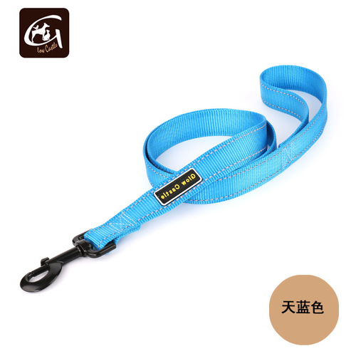 GlowCastle Dog Supplies Factory Dog Rope for Walking Dogs Black Hook Reflective Silk Nylon Pet Leash