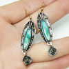 Fashionable marble retro turquoise earrings, European style, wholesale