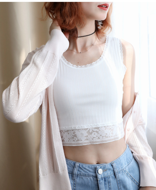 Exported to Japan Designer High Stretch Silk Cotton Blended Lace All-match Vest Short Sling Women Exported to Japan Designer High Stretch Silk Cotton Blended Lace All-match Vest Short Sling Women
