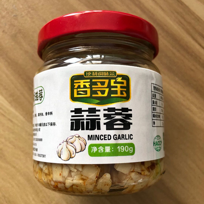 瓶装蒜蓉190g批发 拌饭烤肉家常菜调味蒜丁 腌制大蒜丁调味料