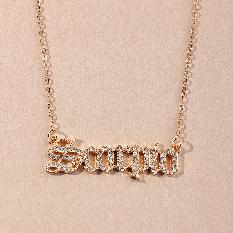 fashion  retro  diamond twelve constellation necklace