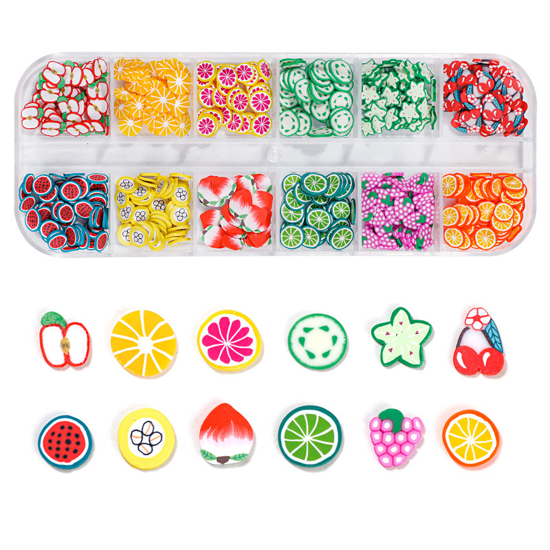 Taifei manicura fruta suave cerámica DIY tira caja fruta pequeña flor joyería uñas manicura uñas suave cerámica parche