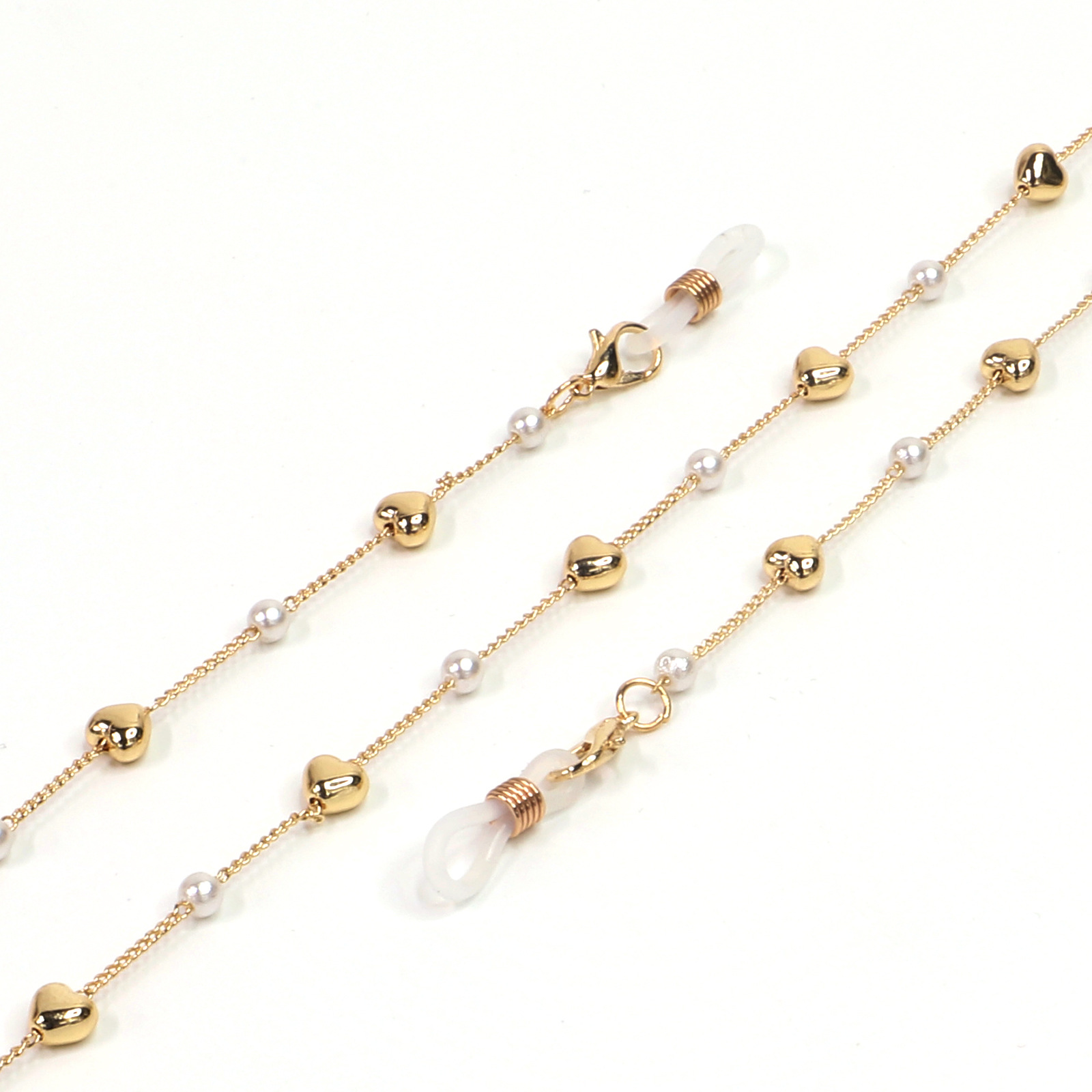 Hot Section Fashion Simple Golden Pearl Peach Heart Glasses Rope Glasses Chain Wholesale Nihaojewelry display picture 2