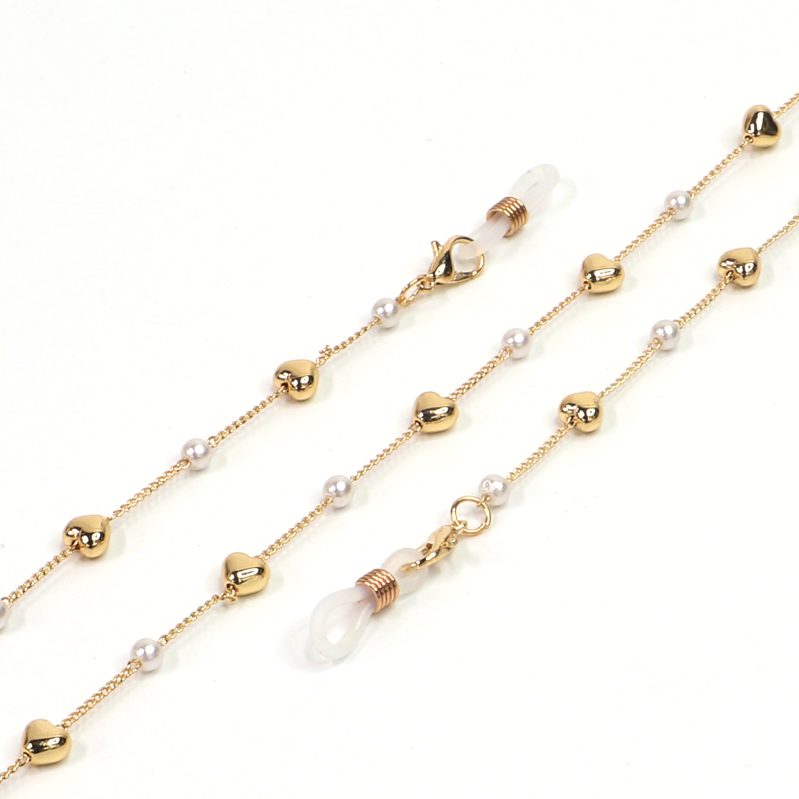 25g Weight Metal Material Hot Section Fashion Simple Golden Pearl Peach Heart Glasses Rope Glasses Chain Wholesale Nihaojewelry 1