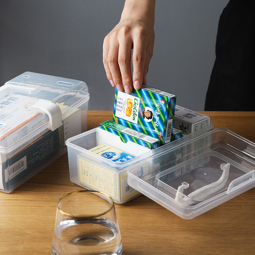 Household medicine box multi-layer large capacity portable medical medicine box family medicine transparent portable storage box
