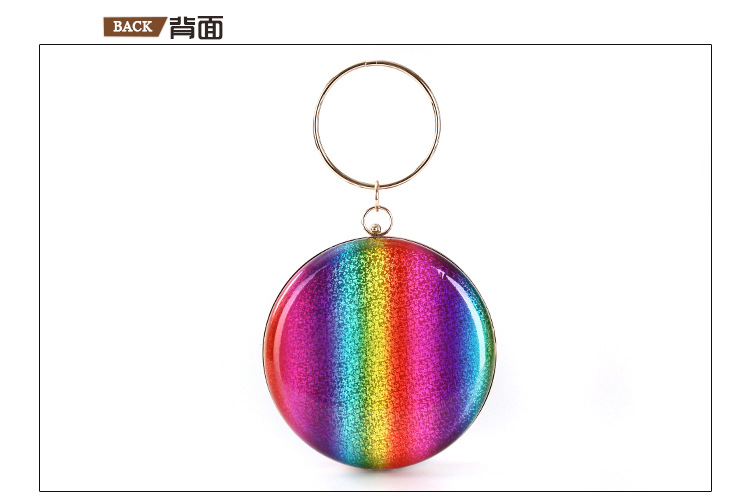 Handheld Dinner Bag Round Evening Bag Clutch Clutch Rainbow Element Small Round Bag display picture 4