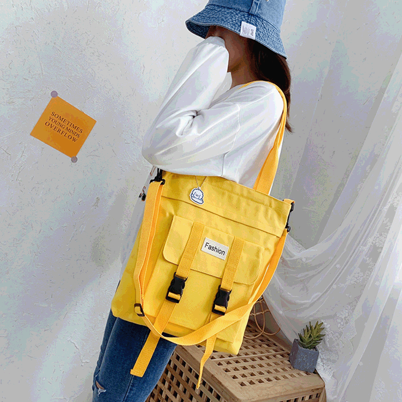 2021年新款ins風單肩包 大容量原宿森系帆布包女斜挎包單肩背包