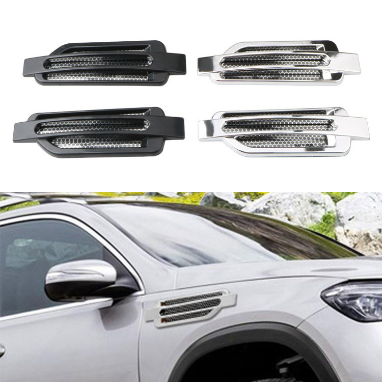 汽车改装通用网格侧风口 装饰假风口 鲨鱼鳃进气风口 装饰车贴