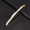 Woven hair accessory handmade, hairgrip from pearl with bow, hairpins, Korean style, internet celebrity, simple and elegant design