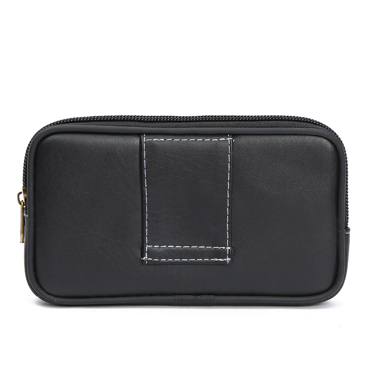 New Selling Male Casual Elephant Pattern Single Buckle Waist Pack Single Buckle Ultra-Thin Leather Mobile Phone Bag With Zipper undefined