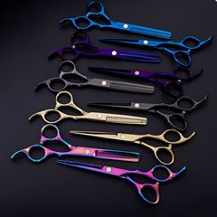 亞馬遜專業理髮剪刀彩色美發剪刀廠家批發logou定製6寸