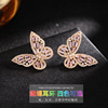 Fashionable zirconium, elegant earrings, silver needle, city style, light luxury style, silver 925 sample