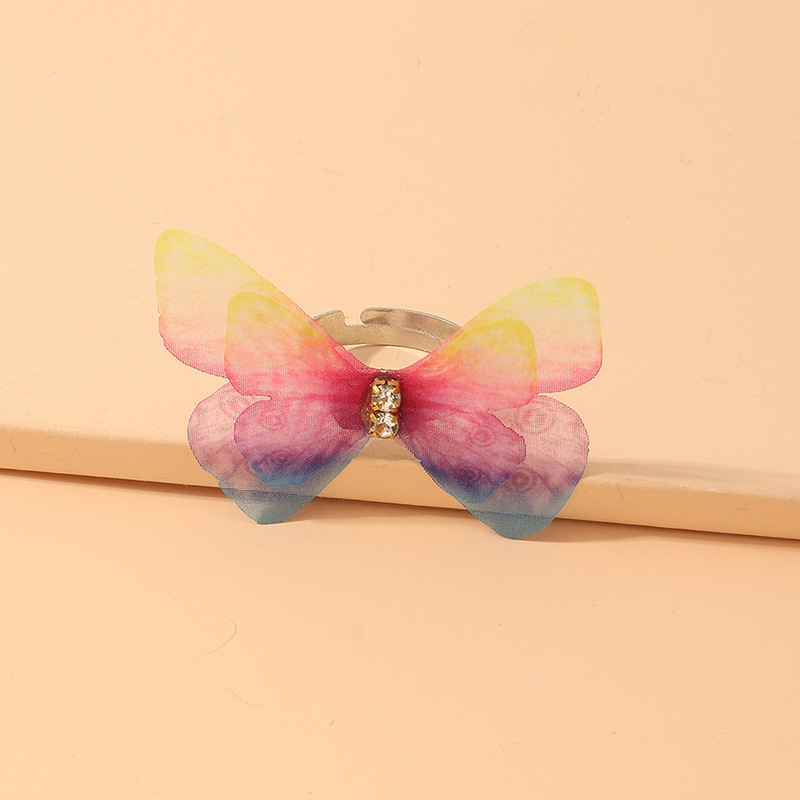 Butterfly Rings Fashion Jewelry Double Diamond-set Tulle Butterfly Ring Wholesale Nihaojewelry display picture 13