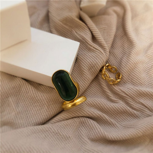 925 sterling silver French retro distressed niche designer emerald light luxury antique ring ins trendy women