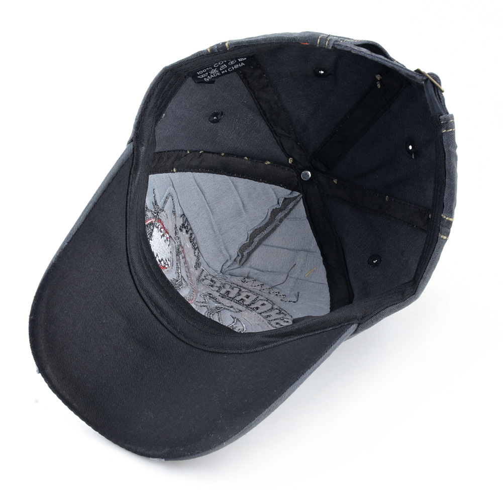 Washed Denim Baseball Cap Men's And Women's Trend Shark Personality Cap Spring And Autumn Shade Hat_voghion.com