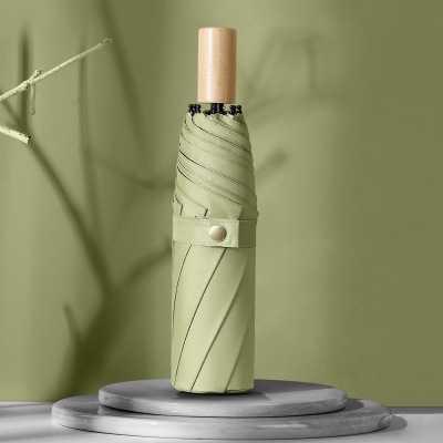 三折超轻防晒伞防紫外线女遮阳晴雨伞两用太阳伞实木手柄定制批发