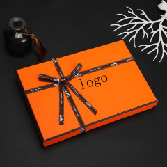 廠家橙色禮盒批發高檔蝴蝶結天地蓋禮物包裝盒文胸毛巾圍巾禮品盒