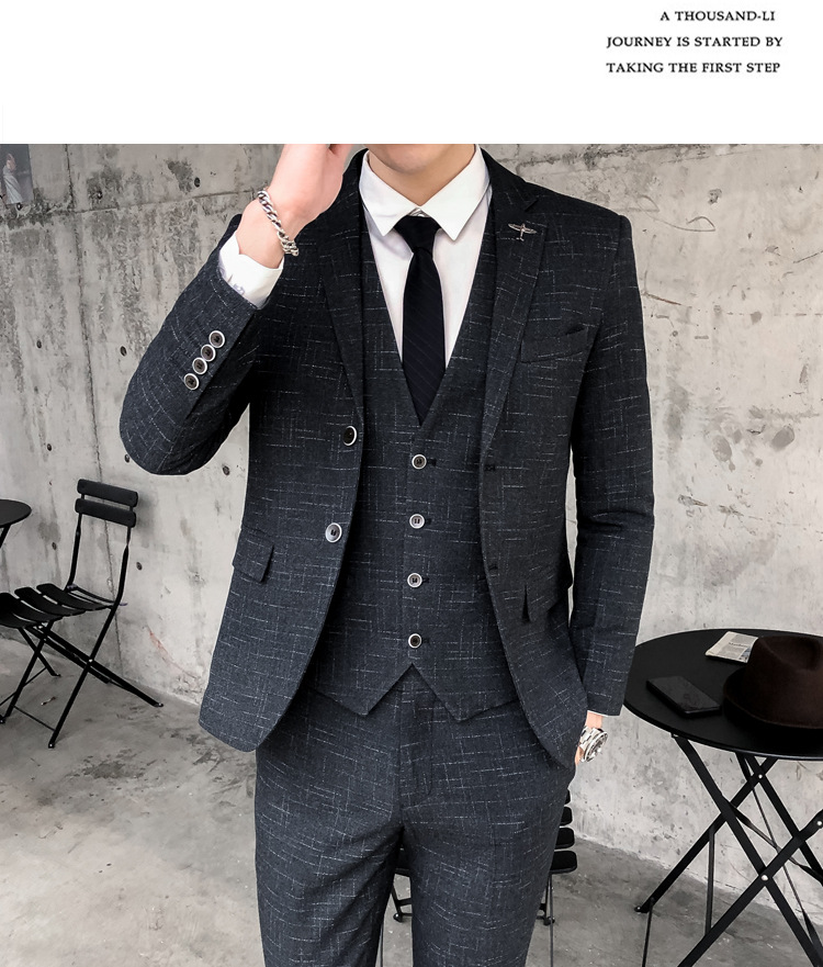 1 Spring And Autumn Men's Suit Set Korean Version Slim Fit Trendy Youth Business Formal Wear Handsome Casual Blazer_viptrois.com