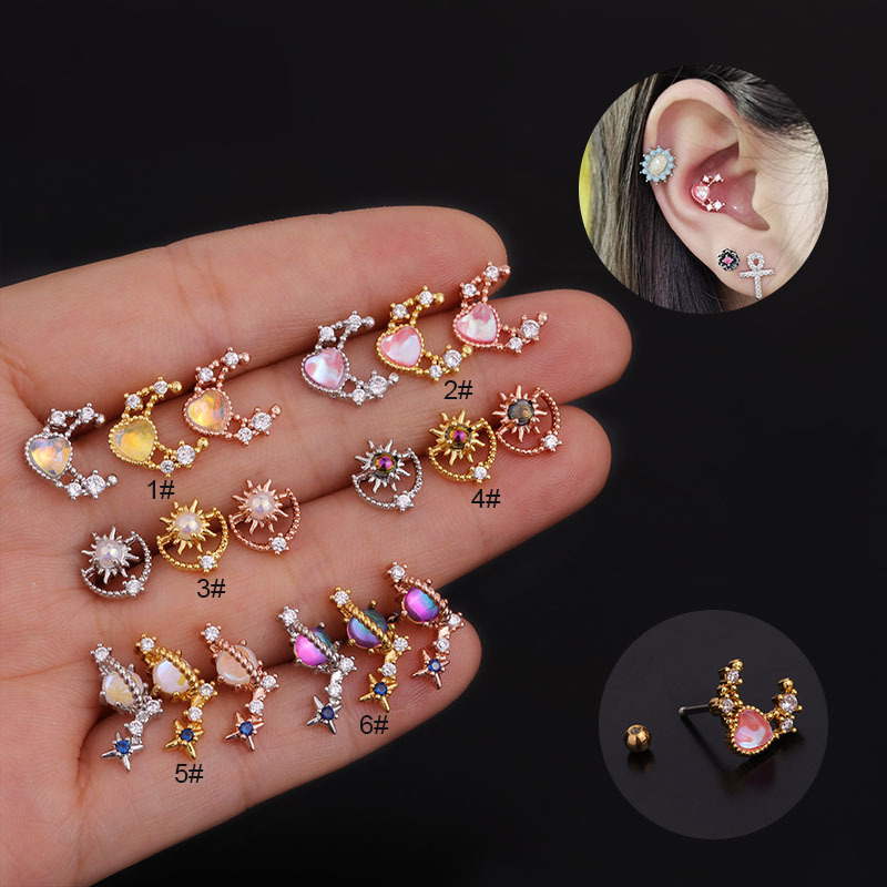 Korean Color Zircon  Fashion All-match Stainless Steel Earrings display picture 1