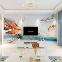 3d北歐視覺藝術羽毛電視沙發背景牆紙床頭牆布工作室壁紙壁畫