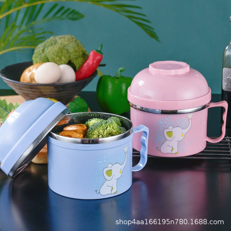 Ланч-бокс теплоизоляция фаст-фуд Чашка столовая студенческое отделение для чашки против ожогов Ланч-бокс двухслойная многоцелевая чашка для лапши быстрого приготовления пластиковая сталь