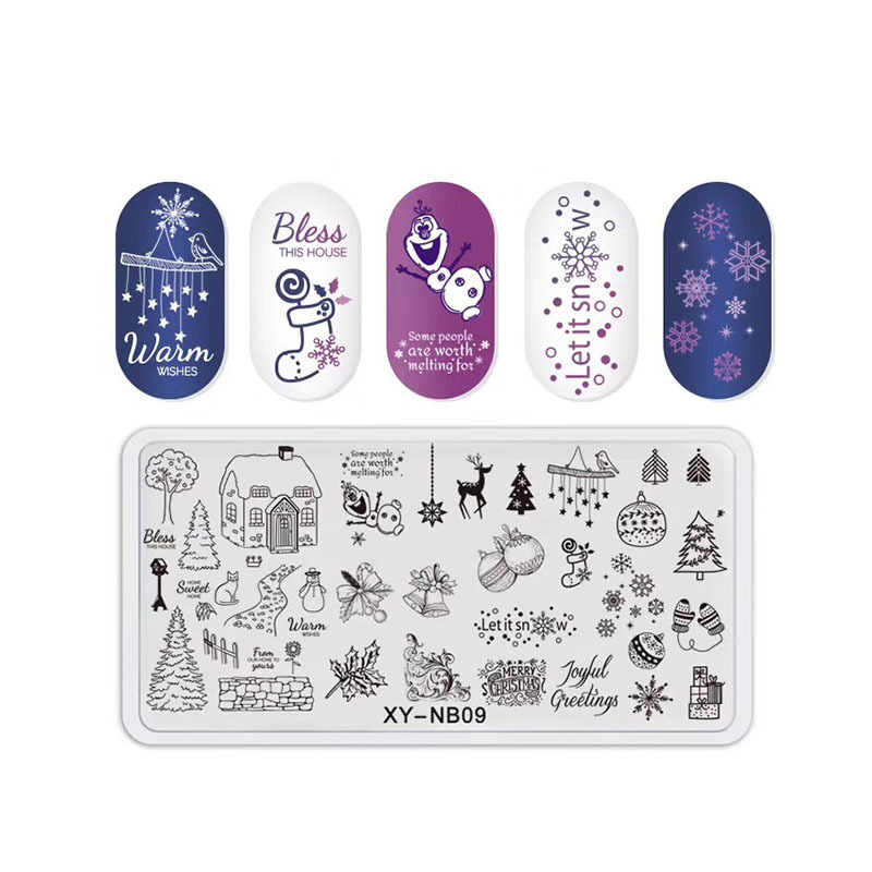 Nueva plantilla de impresión de uñas DIY película Azul de impresión de uñas esmalte de uñas placa de acero pintada XY-NB16