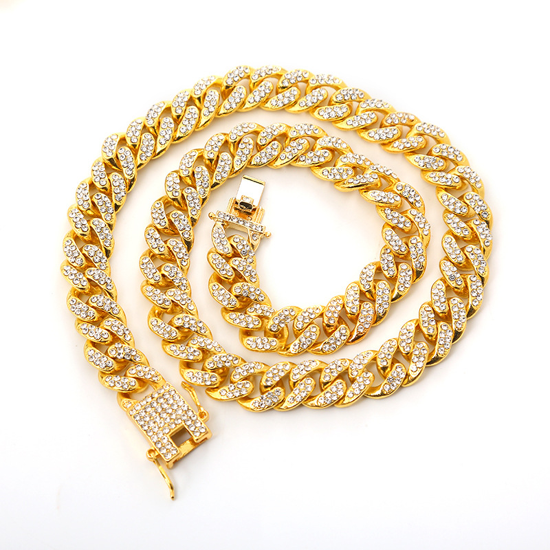 Cuban Link Chain Curb Chain Chain Type 1 Piece Hip-Hop Geometric Alloy Zinc Alloy Inlay Rhinestones Women's Cuban Link Chain Curb Chain Chain Necklace Anklet Necklace