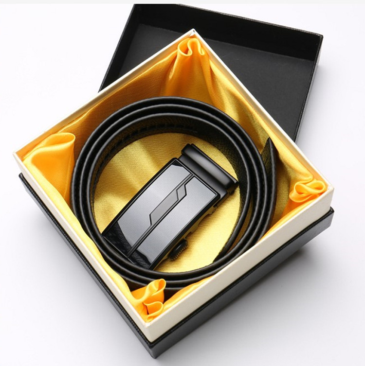 天地蓋紙盒精品紙質 皮帶禮盒方形天地蓋腰帶內置 黃綢布包裝盒