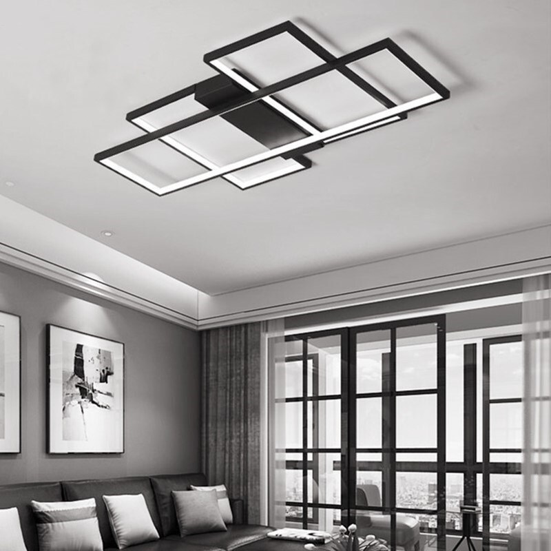 Living room dining room bedroom LED chandelier black and white modern LED ceiling indoor brightness 220V110V
