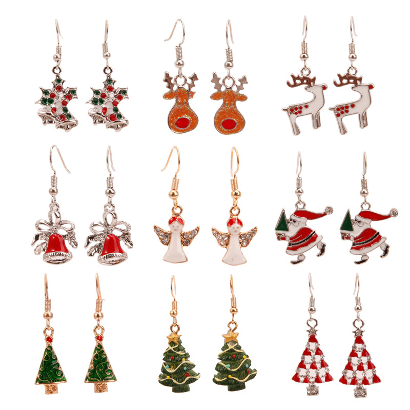 Fashion Santa Claus Christmas Socks Bell Epoxy Alloy Earrings display picture 11