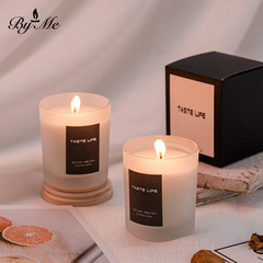BYME Sheer Glass Cup Handcrafted Soy Wax Aroma Candle 7080 Transparent Wood Lid Smokeless Fragrance Candle Gift