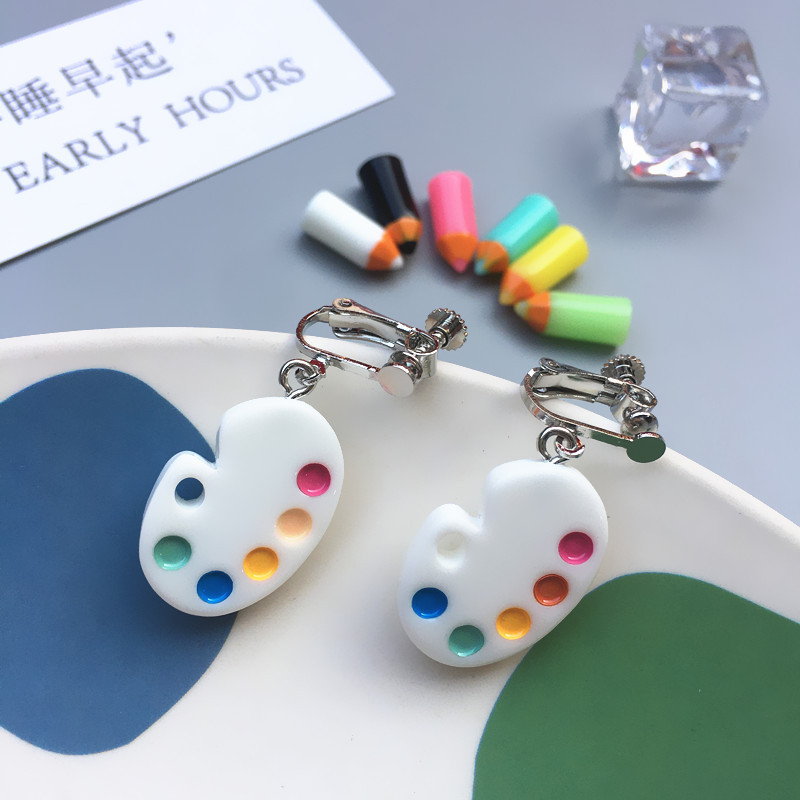 Creative Hand-made Funny Mini Palette Resin Earrings display picture 5