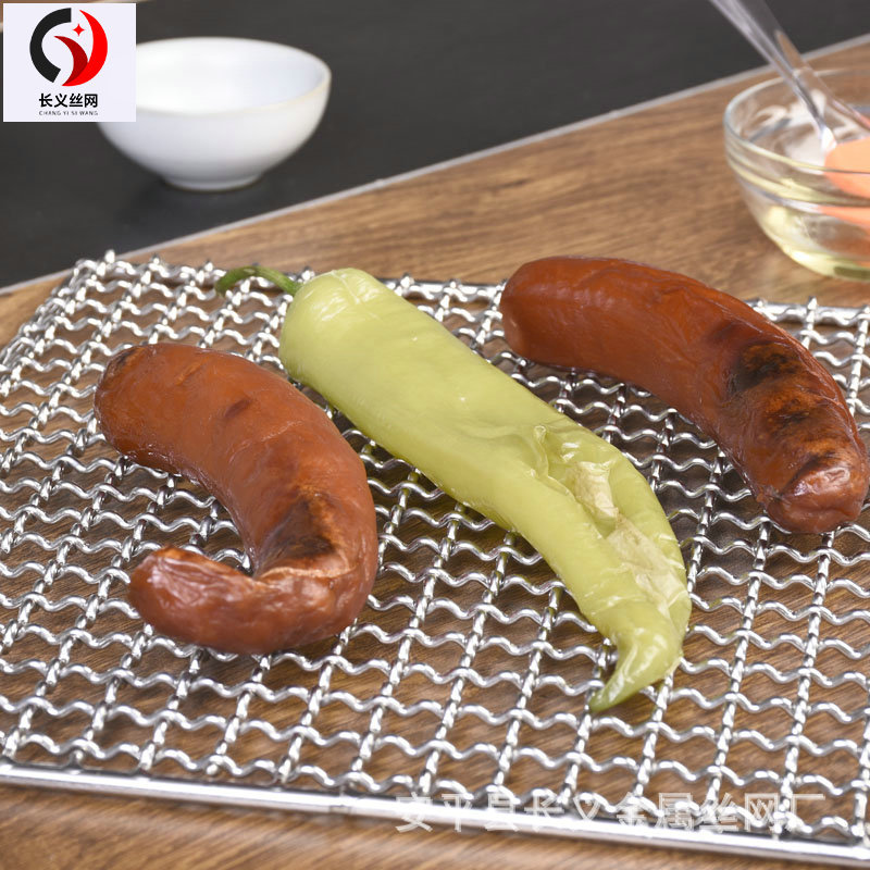 烧烤网片BBQ电镀烤网家用方形不锈钢烤网烤盘日式韩式轧花烤架详情8