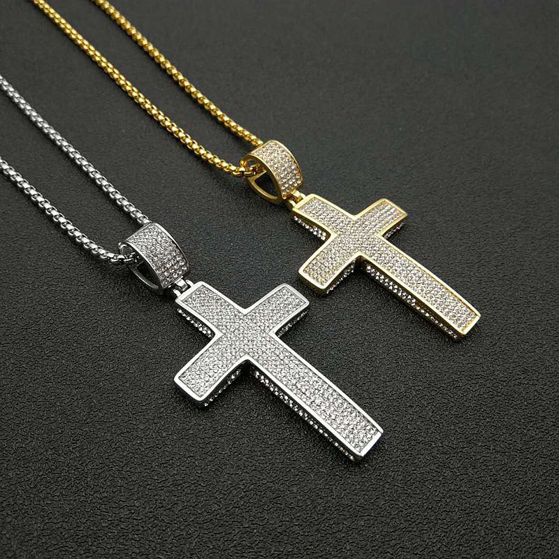 1 Piece Hip-hop Cross Titanium Steel Men's Pendant Necklace display picture 2