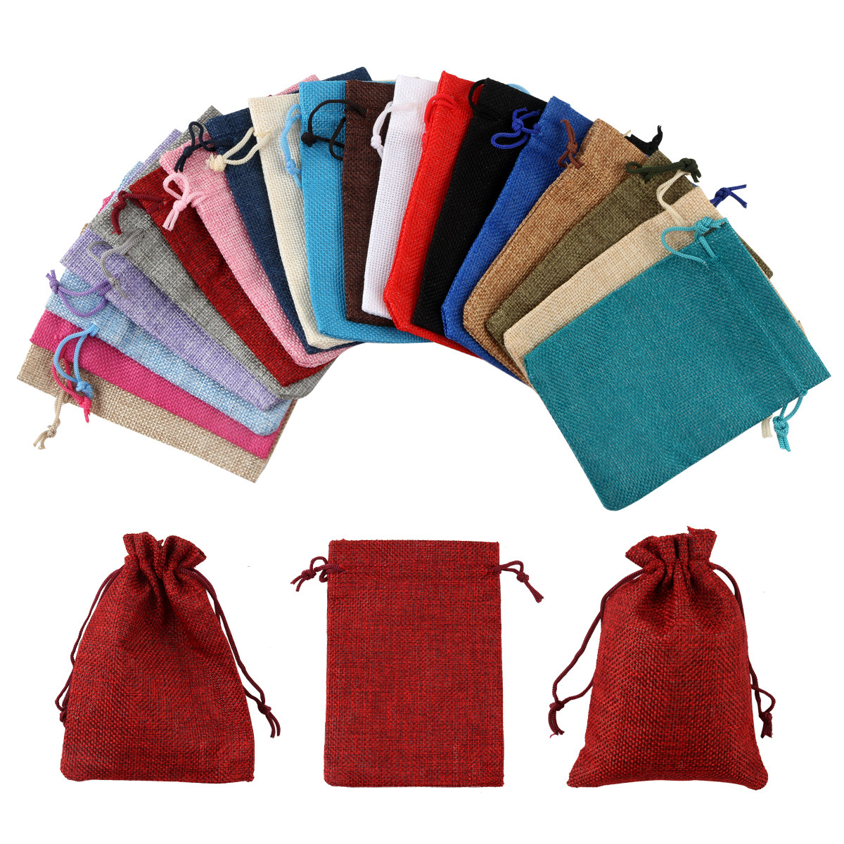 10x14 麻布袋 珠宝首饰礼品仿麻布袋 抽绳棉麻布饰品袋 跨境专供