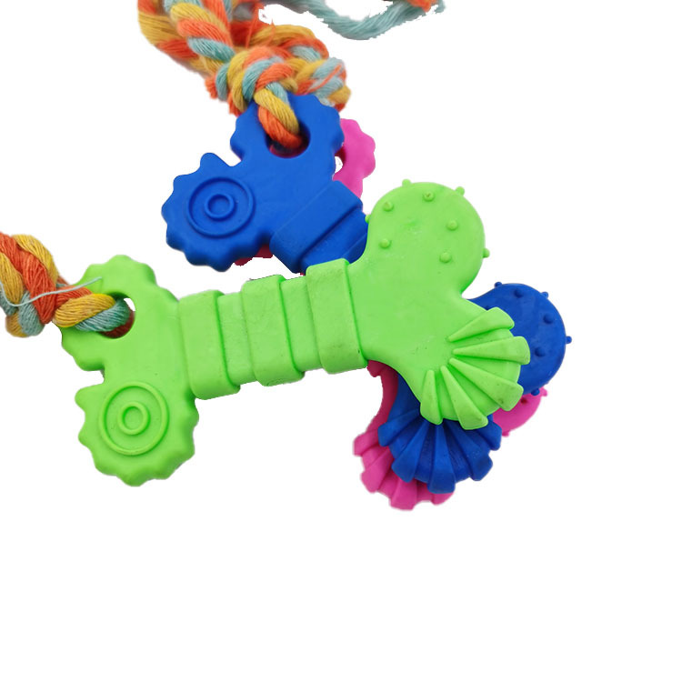 En stock juguete TPR resistente a mordeduras limpieza dental molar hueso vinculante cuerda perro juguete mascotas suministros fábrica al por mayor