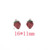 Fruit three dimensional strawberry, metal earrings with accessories, pendant, handmade