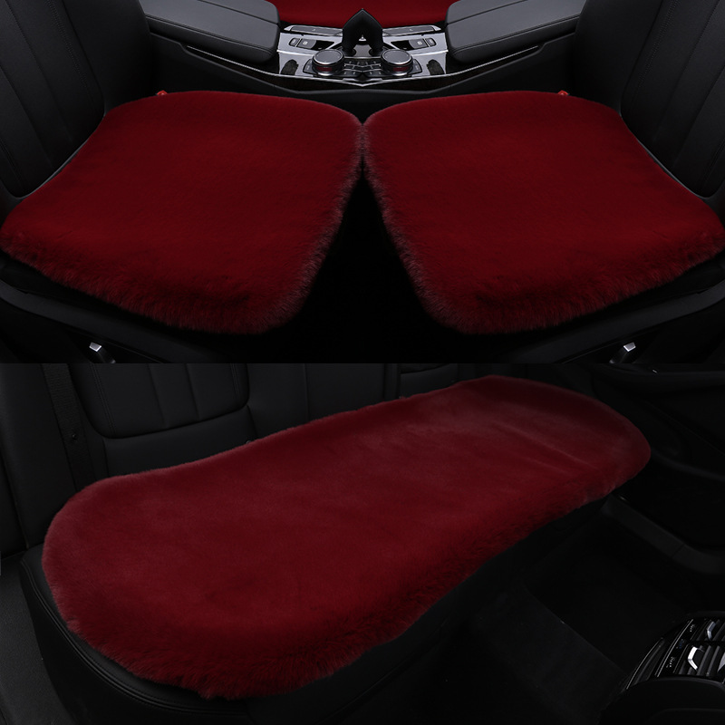 Rabbit Fur Mat | Universal Seat cushion, seat cover - red