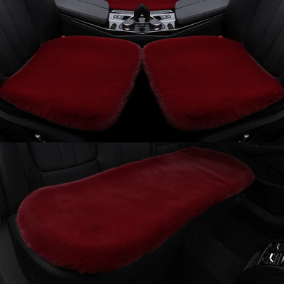 Rabbit Fur Cushion, Universal Car Mat | Seat cushion, seat cover - burgundy-single-cushion
